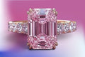 🩷Y2K Pink Icey Square Ring ✨ Pastel Pink Statement Ring 925 Silver