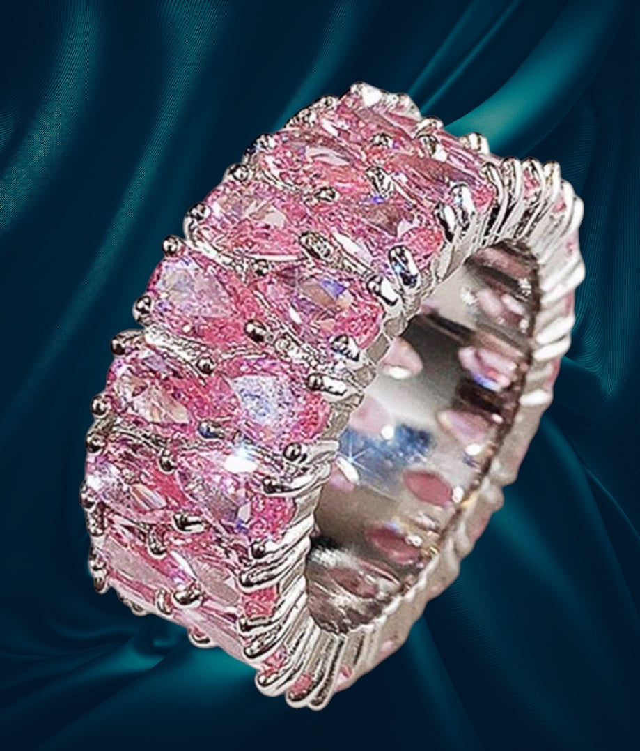 🎀 PINK ICE OVAL RING 🎀 Sterling Silver
