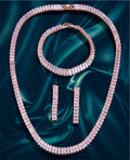 💖Pink iced tennis chain and sleek earring set absolute showstopper vibes!🌺