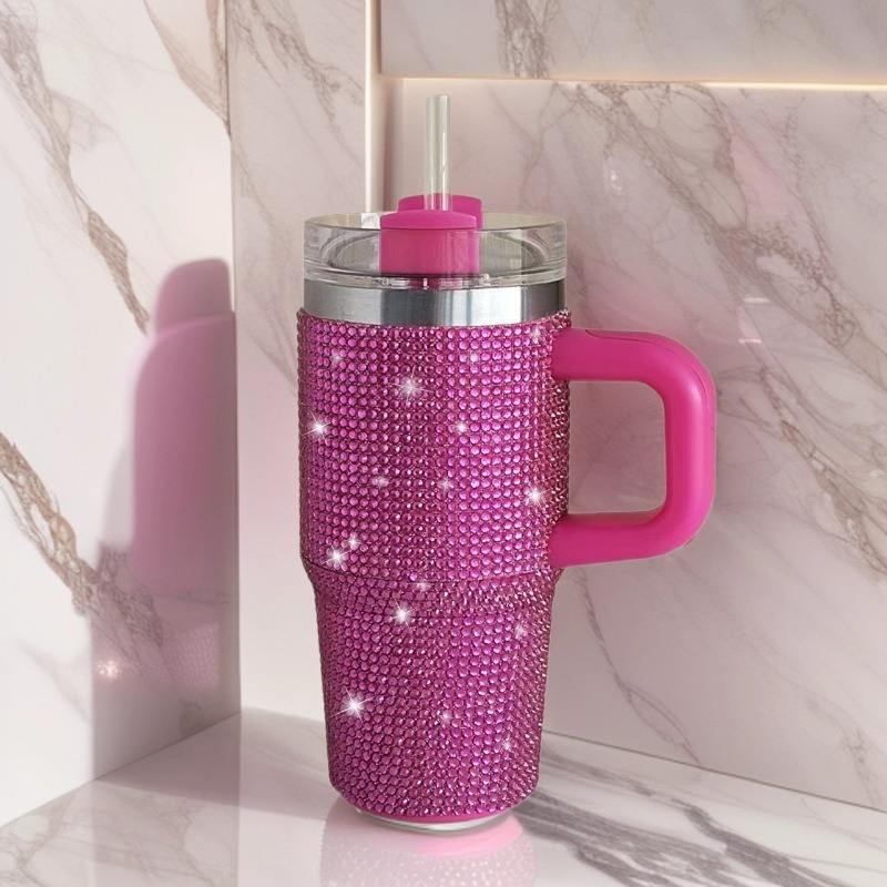 Rhinestone Bling Tumbler Cup (With Handle & Straw)
