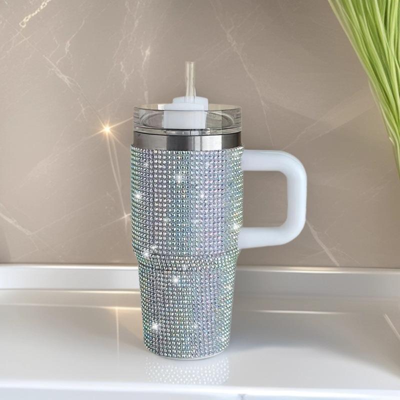 Rhinestone Bling Tumbler Cup (With Handle & Straw)