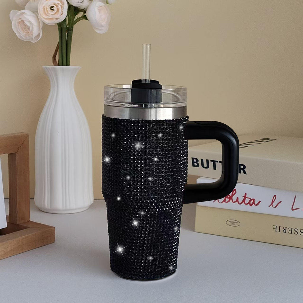 Rhinestone Bling Tumbler Cup (With Handle & Straw)