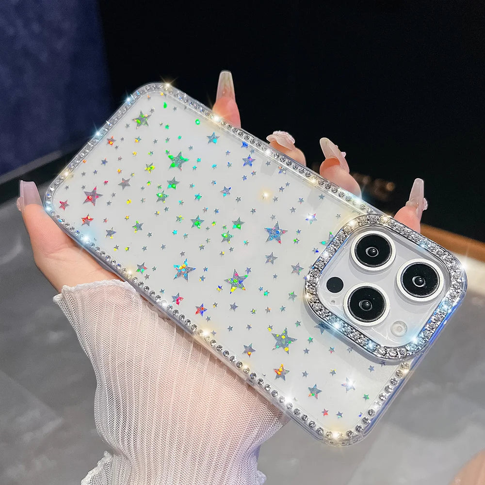 Bedazzled Glitter Clear Phone Case For Samsung