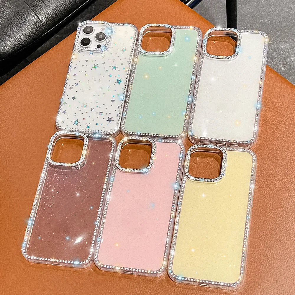 Bedazzled Glitter Clear Phone Case For iPhone