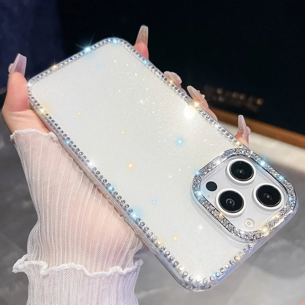 Bedazzled Glitter Clear Phone Case For Samsung