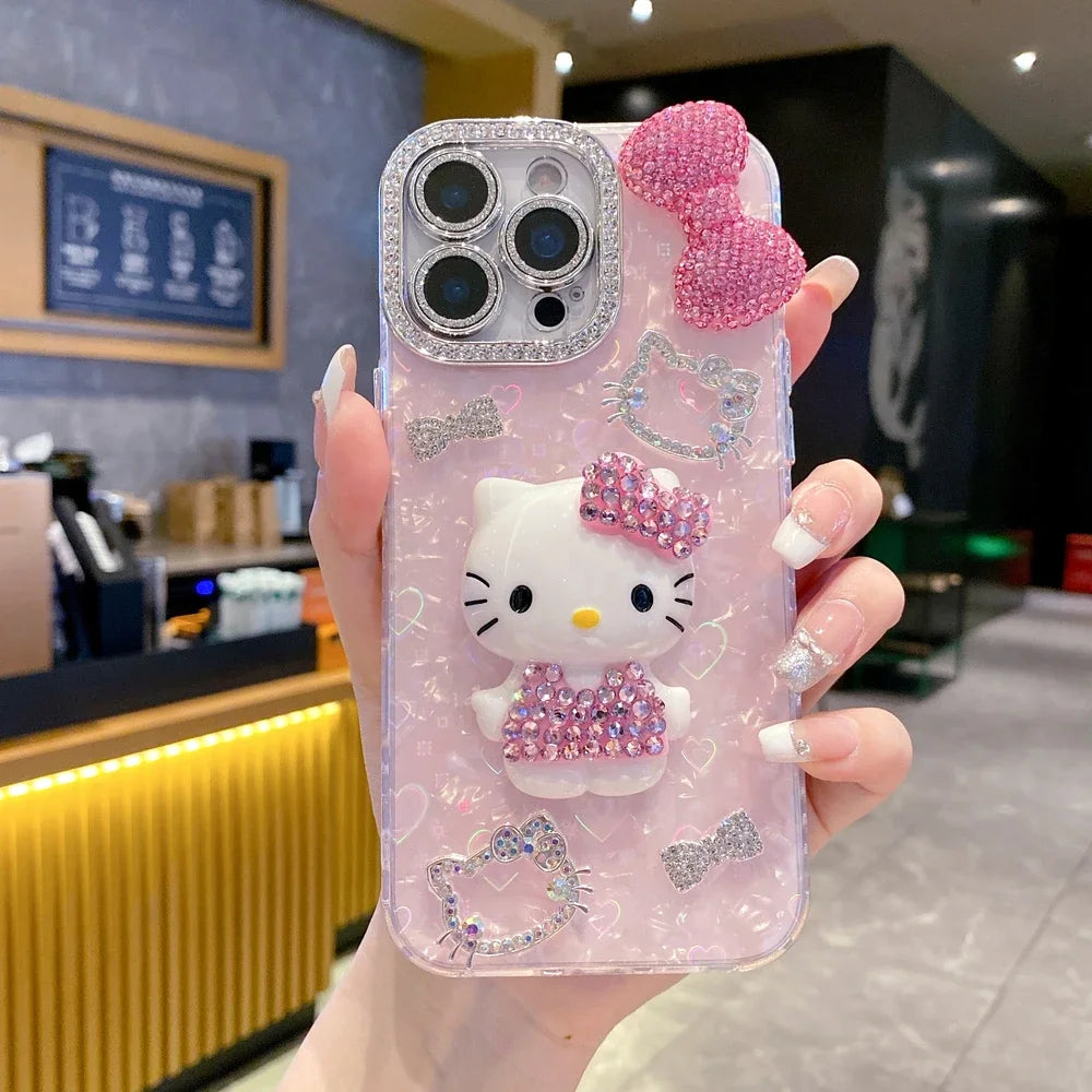 3D Sanrio Hello Kitty Bling Glitter iPhone Case