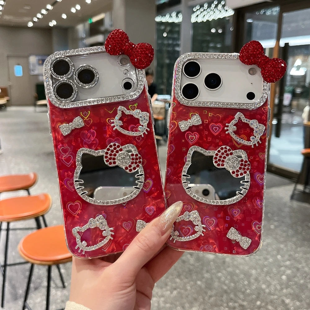 Red Sanrio Hello Kitty Makeup Mirror iPhone Case