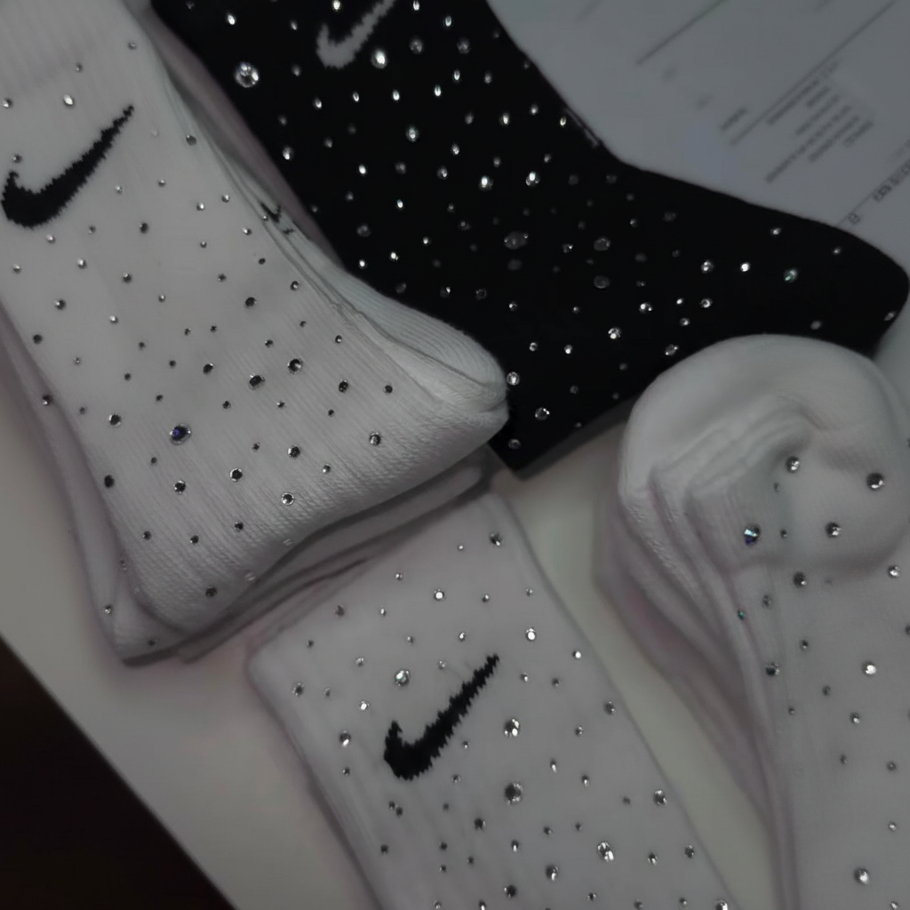 Bling Nike Socks – Classic Sparkle ✨ (Square)